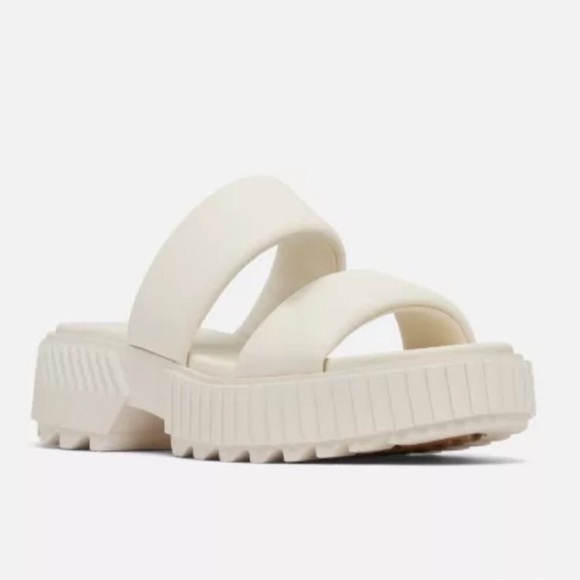 NEW SOREL women\'s ona streetworks slide sandals in chalk Sz‎ 8.5